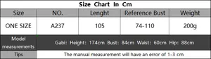 Detailed size chart for handmade crochet beach cover-up dress with tassel fringe