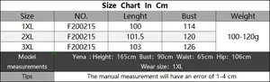 Detailed size chart for plus size fringe bikini cover up with model measurements