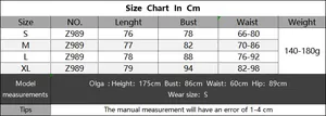 Detailed size chart for the deep V-neck beach cover-up dress in S, M, L, and XL sizes