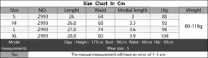 Detailed size chart in centimeters for women beach shorts ranging from size S to XL