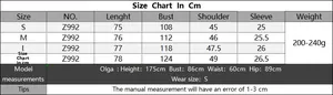 Detailed size chart for women's hollow out beach cover up polo shirt showing CM measurements