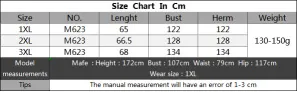 Detailed size chart in CM for women's striped plus size vest including bust and length