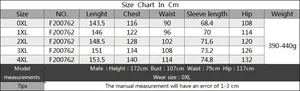 Detailed size chart for plus size women's one-piece jumpsuit with body measurements