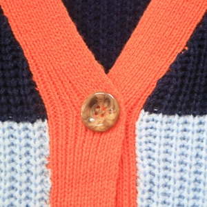 Women's oversized color-block striped cardigan with chunky knit and button detail