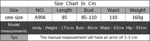 Size chart for crochet patchwork maxi dress including length, bust, and waist dimensions