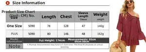 Guide des tailles pour robe de plage au crochet avec mesures de longueur et buste