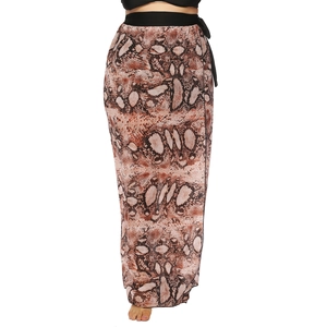 Gonna a portafoglio in chiffon con stampa serpente e laccio nero per la spiaggia