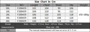 Size chart for plus size printed bodycon dress with measurements from 0XL to 4XL in cm