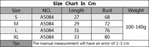 Size chart in cm for irregular tube top S to XL showing length and bust measurements
