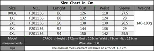 Detailed plus size size chart in cm for beach cover-up dress from 0XL to 4XL sizes