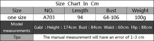Size chart detail for handmade crochet fringe beach bikini cover-up in centimeters