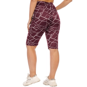 Women's Plus Size Geometric Print Shorts High Waist Slim Fit Stretchy Five-Point Athletic Yoga Pants Casual Biker Shorts