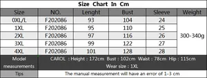 Tableau des tailles détaillé en cm pour robe grande taille allant du 0XL au 4XL
