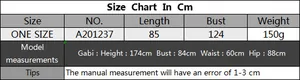 Size chart detail for boho crochet bikini cover-up dress with tassel hem in centimeters
