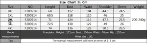 Tableau détaillé des tailles pour t-shirt grande taille à motif rose, mesures en centimètres