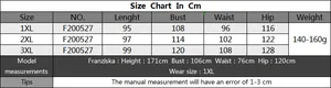 Detailed size chart in CM for butterfly print plus size dress showing 1XL to 3XL dimensions