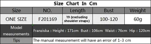 Detailed size chart for handmade crochet tassel top showing bust and length in cm