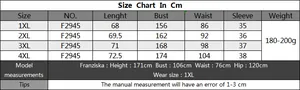 Detailed size chart for plus size women's top showing measurements from 1XL to 4XL in cm