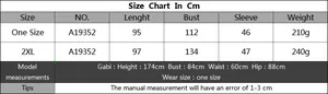 Größentabelle für Strand-Bikini-Cover-up mit Maßen in Zentimetern und Gewichtsangaben