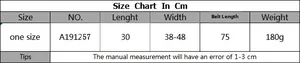 Detailed size chart for the black and white wave pattern knit shoulder bag, 30x38-48cm