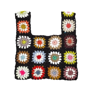 Handmade crochet granny square patchwork tank top vest in retro bohemian style