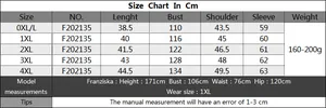 Tableau des tailles pour haut tie-dye grande taille avec mesures de longueur et buste