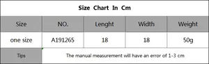 Detailed size chart for handmade ethnic crossbody bag measuring 18x18cm in square shape