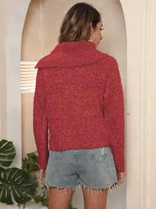 Détail du pull sherpa bordeaux montrant la texture bouclée et la vue de l'arrière