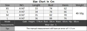 Tableau des tailles détaillé en cm pour le crop top sans manches, tailles XS à L