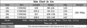 Detailed size chart in centimeters for women plus size sheer hollow out beach pants