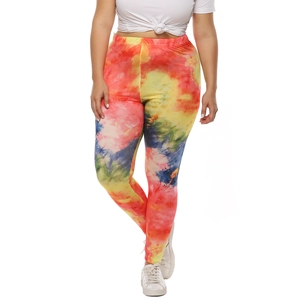 Women's colorful tie-dye high waist leggings with elastic slim fit and abstract print