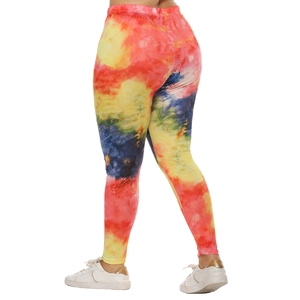 Women's colorful tie-dye high-waist leggings with vibrant irregular artistic print
