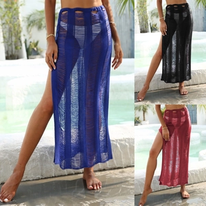 Jupe de Plage Sexy en Crochet Pour Femmes Avec Fente Haute Cache-Maillot de Bain en Maille Pour Vacances d'Été Fête à la Piscine Jupe Mode