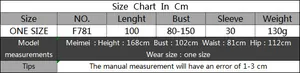 Detaillierte Größentabelle für Damen Mesh-Strickjacke mit Quasten und Maßen in cm