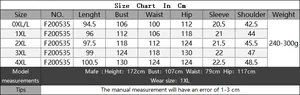 Detailed size chart for plus size women's T-shirt dress ranging from 0XL to 4XL measurements