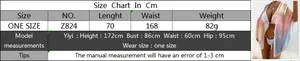 Detailed size chart for women tie-dye beach wrap skirt with model measurements