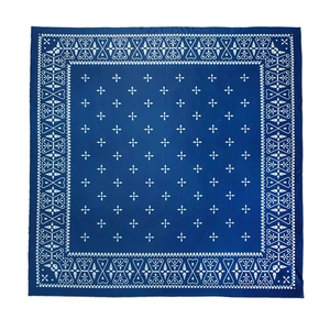 Serviette de plage bleu marine avec imprimé cachemire blanc et motif ethnique chic