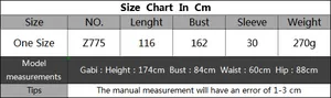 Detailed size chart for sexy lace beach cover-up dress showing length and bust measurements