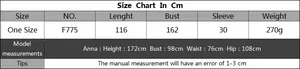 Detailed size chart in centimeters for the oversized sheer lace bikini beach cover-up dress
