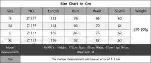 Detailed size chart for the hollow knit beach cover-up with length and bust measurements