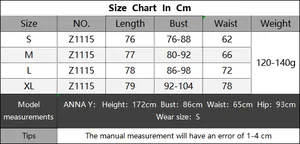 Tableau des tailles détaillé pour robe de plage sexy dos nu en cm de la taille S à XL