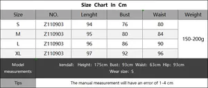Detailed size chart for women slit beach dress with measurements from S to XL