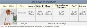 Tableau des tailles détaillé pour la robe de plage blanche en maille crochetée