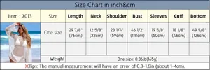 Tableau des tailles détaillé pour cache-maillot en crochet avec mesures en cm