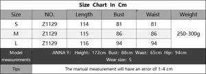 Größentabelle für ärmelloses, hohl gestricktes langes Kleid mit S, M, L Maßen