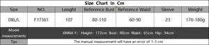 Detailed size chart for V-neck beach cover-up dress featuring length and model measurements