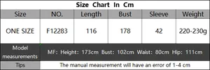Detailed size chart in CM for plus size bohemian print long cardigan and cover up