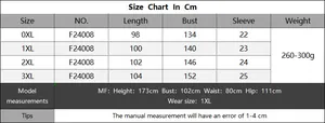 Size chart detail for women plus size crochet cardigan with bust and length measurements