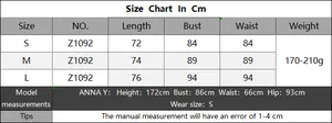 Detailed size chart for women's sleeveless top including length, bust, and waist in cm
