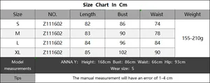 Tabella delle taglie per abito da spiaggia sexy con misure da S a XL in centimetri